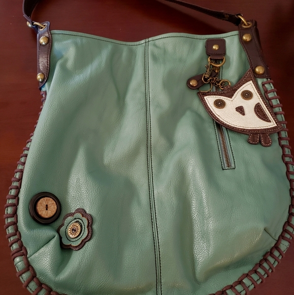 Chala Handbags - Chala Teal Owl Hobo Handbag